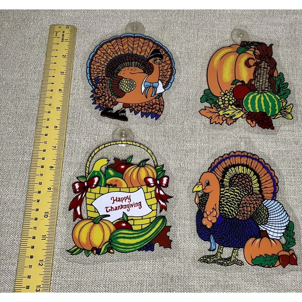 Vintage 1986 Beistle Thanksgiving Honeycomb Decorations & Suncatchers Lot USA